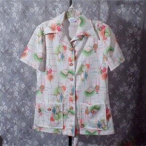 Vintage 70s Shirt Size Large 1970s Retro Sears Art Deco Groovy Funky Quirky Twee